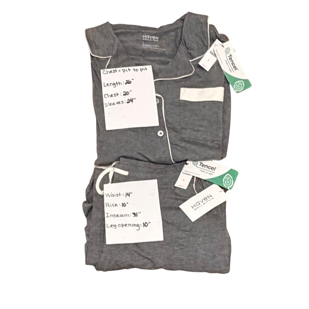 Haven Well Within Tencel Pajama Set Gray Small Pant Set Sleepwear Loungewear NWT - Picture 4 of 10